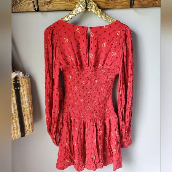 Free People Two Faces Mini Dress Red XS NWT - Picture 3 of 8
